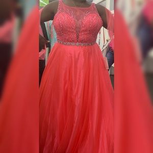 Coral ball/prom gown.